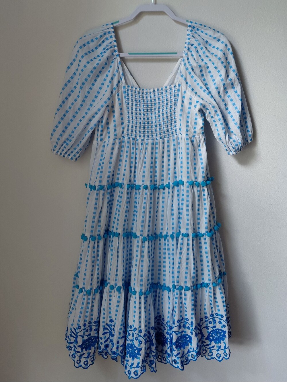 Lilly Pulitzer Sidney Midi Dress Gingham Stripe Jacquard Blue Flare - Picture 4 of 11